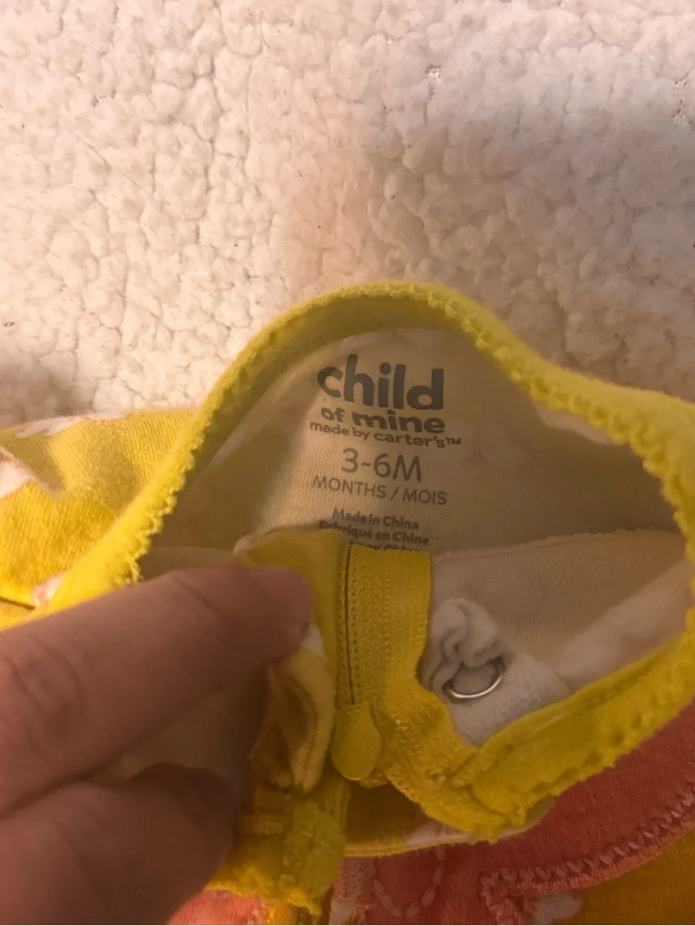 Carter's Yellow Footed One-Piece with Pink Butterfly